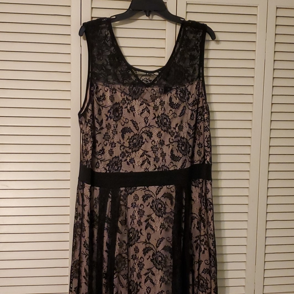 Cardalite Women's Black Lace with Nude Lining Maxi